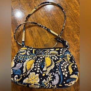 Vera Bradley Crossbody Frannie Bag - Black, Yellow, Blue Pattern